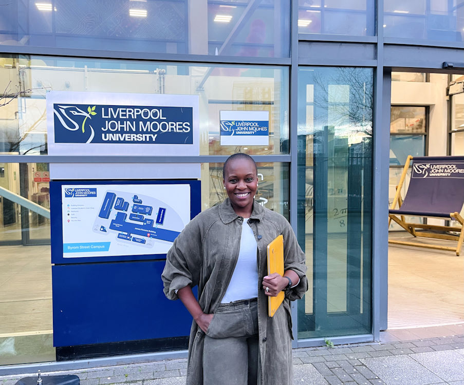 Neo Chatyoka outside Liverpool John Moores University