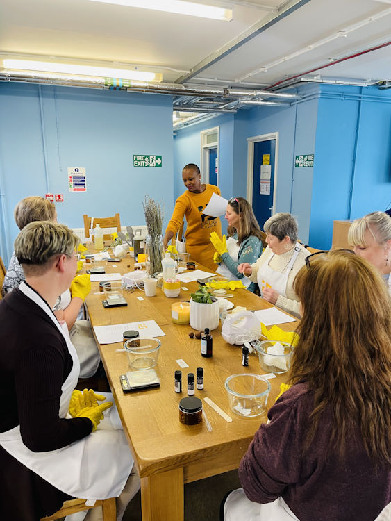 Neo Chatyoka teaching a cosmetic product development course